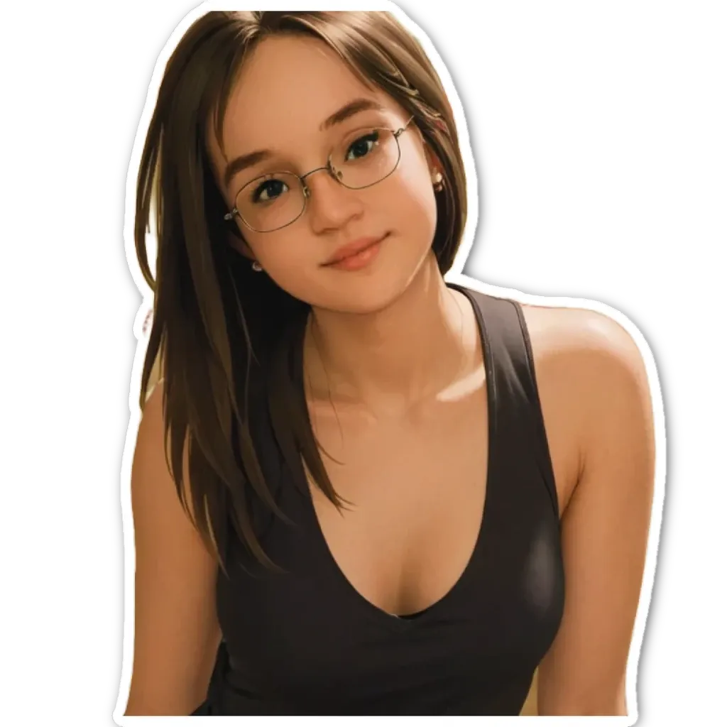 A girl wearing glasses is sitting down and posing for a picture.