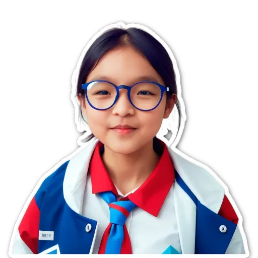 A young girl wearing glasses and a tie.