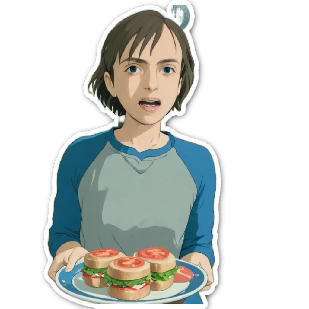 A girl holding a plate of sandwiches with a headband on her head.