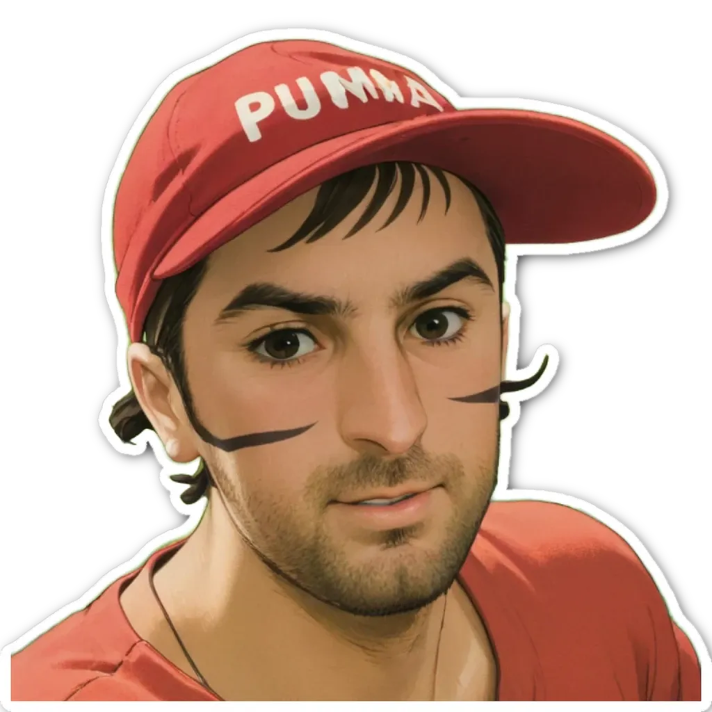 A red hat with the word Puma on it.