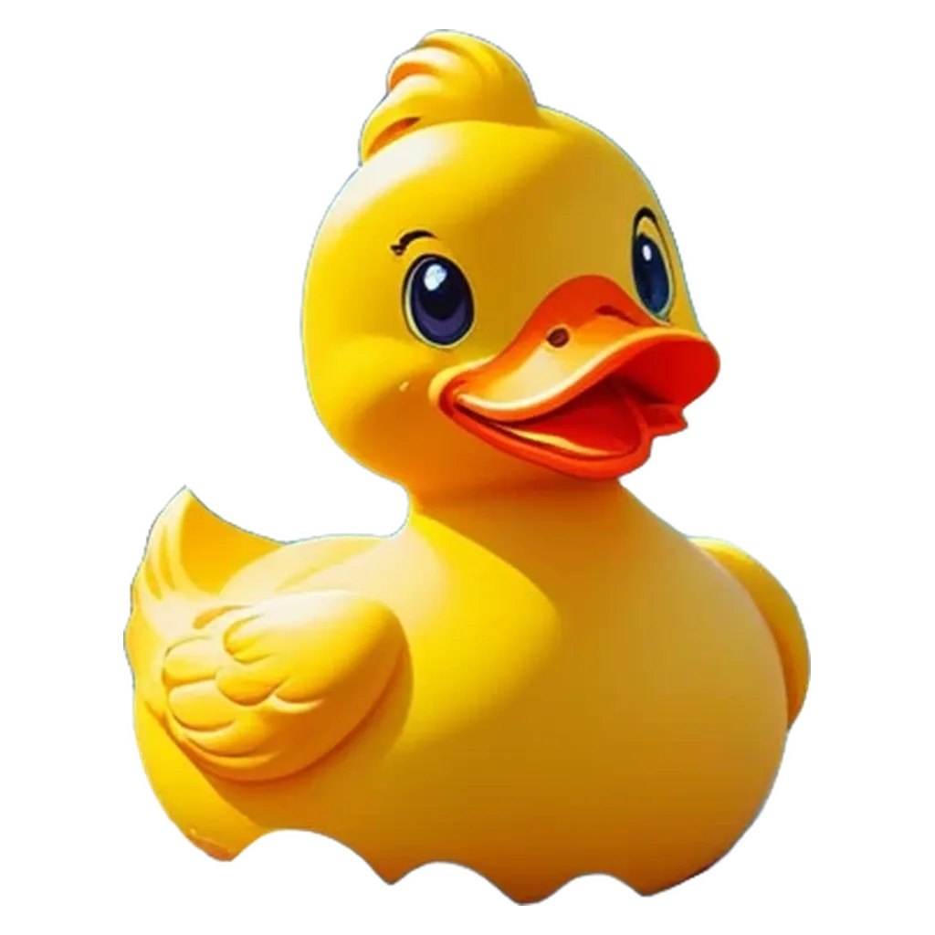 A rubber duck with a black background.