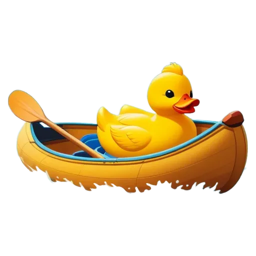 A boat with a rubber duck in it.