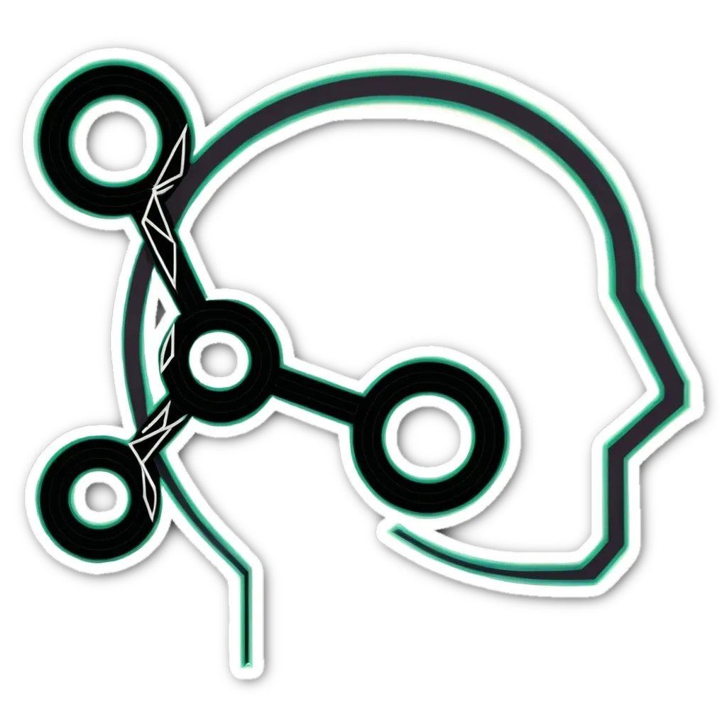 A graphic of a head with several rings around the head.