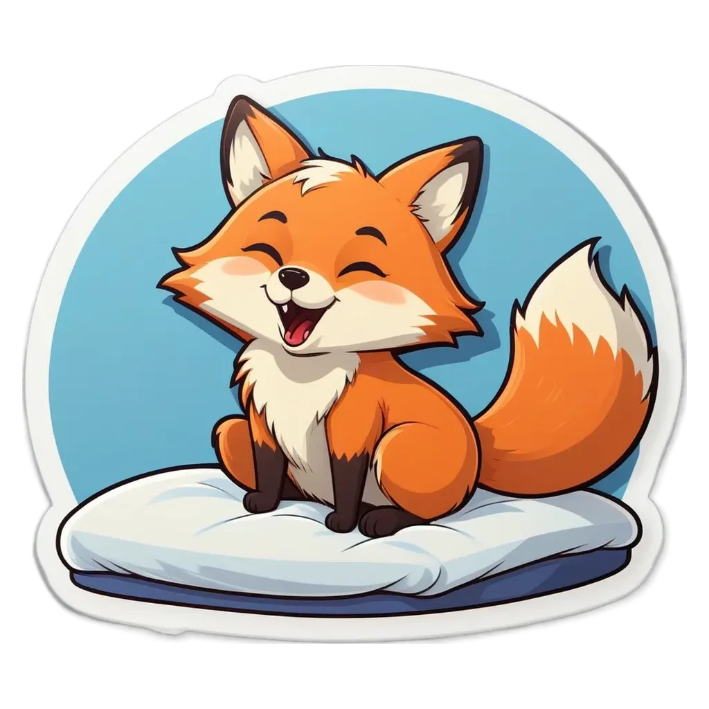 A cartoon image of a fox with a big smile.