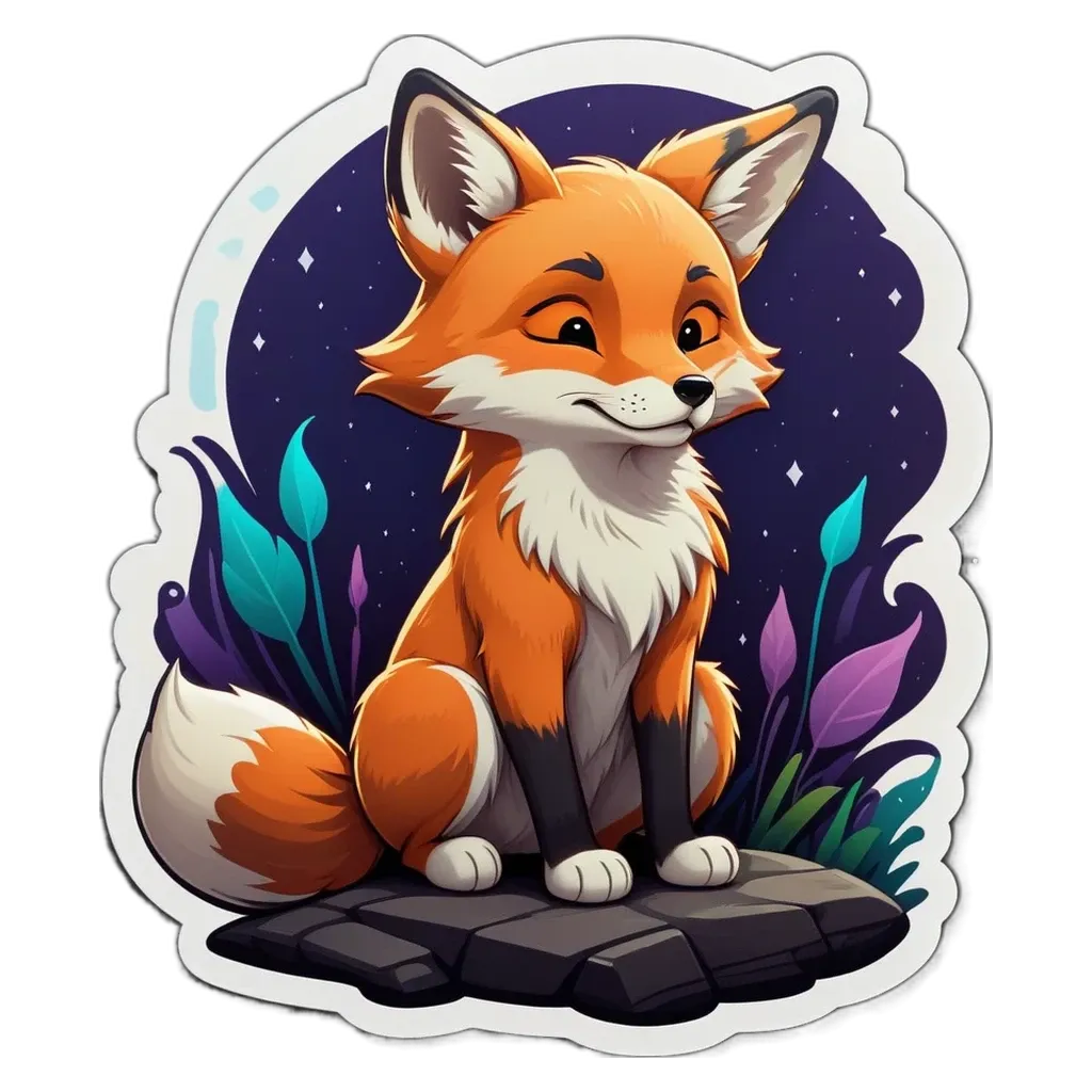 A cartoon sticker of an orange fox.