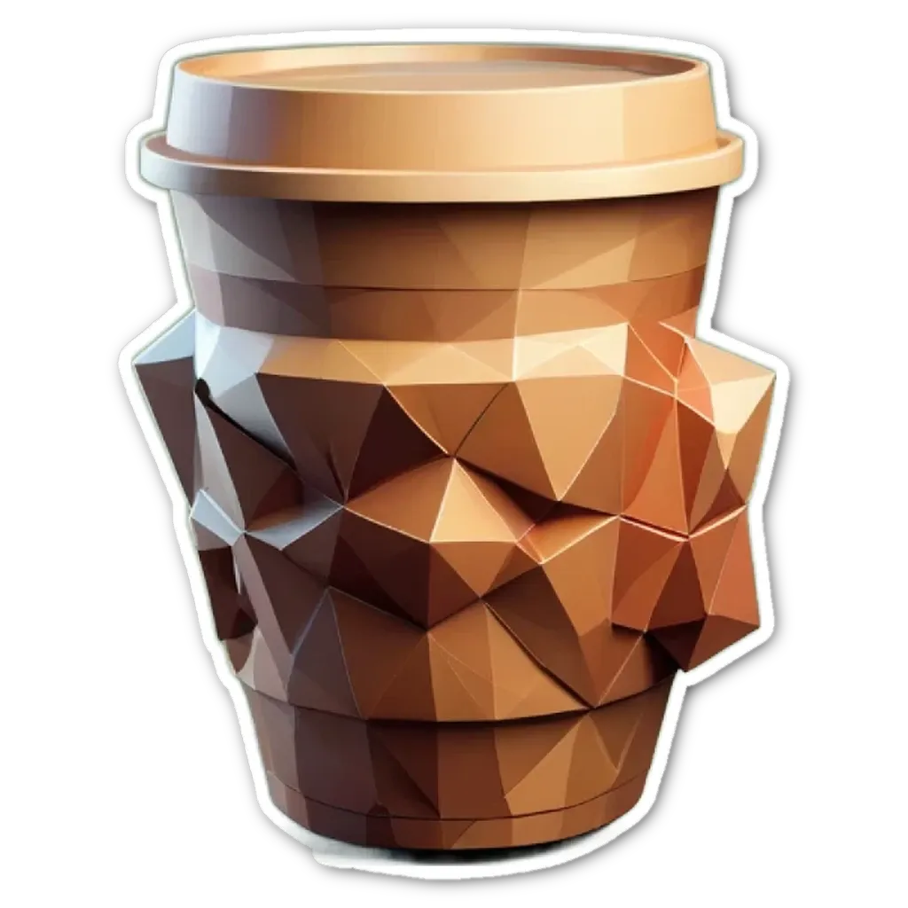 A coffee cup sticker with a black and white background.